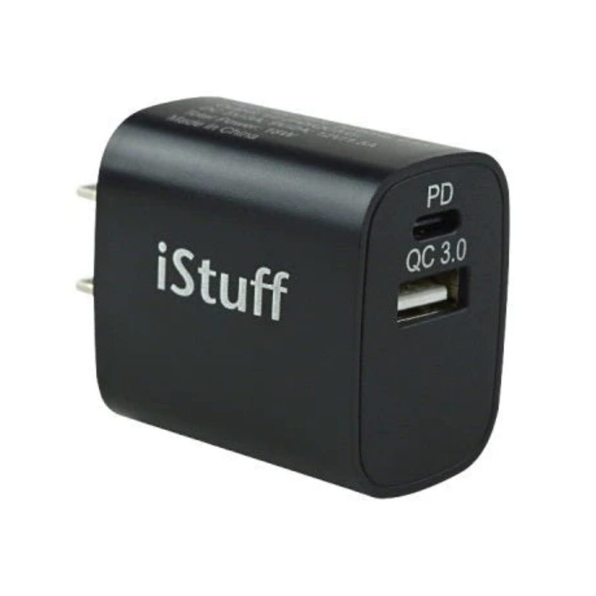 IPOWER-02USC-B CARGADOR ISTUFF 110V USB/TIPO C 3.0 18W 5,9,12V 3A NEGRO
